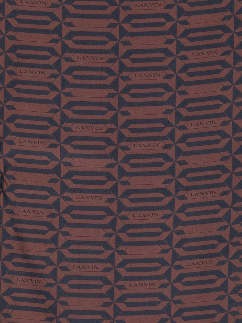 Lanvin Brown Geometric Pattern Repeating Logo Scarf