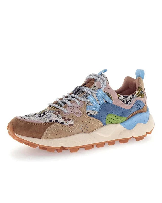 Flower Mountain Mixed Material Sneakers With Floral Patterns