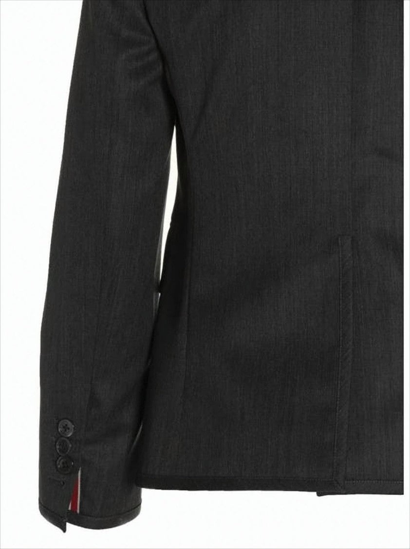 Thom Browne Tailored Grey Wool Jacket With Notched Lapels And Elegant Lining