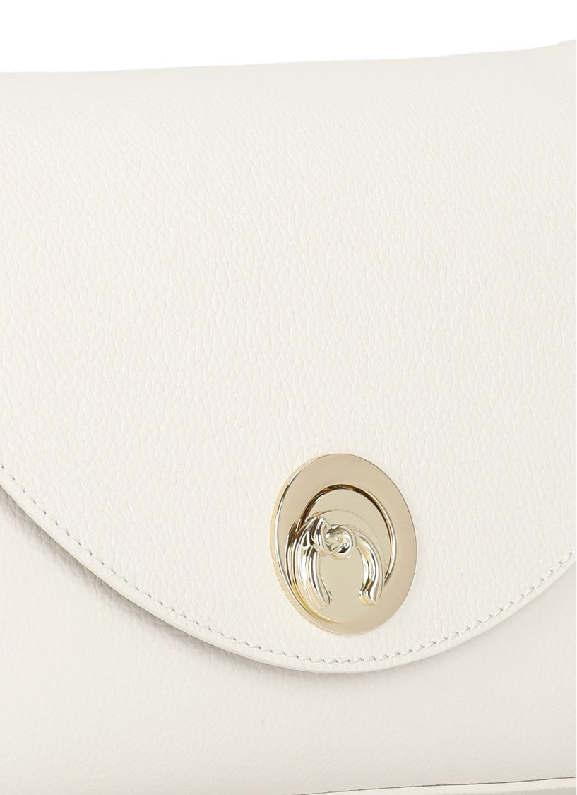 Coccinelle Ivory Pebbled Leather Shoulder Bag With Gold-Tone Clasp