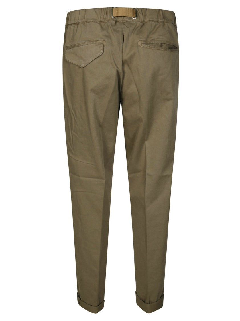 White Sand Tailored Gabardine Pants With Distinctive Patch Repairs
