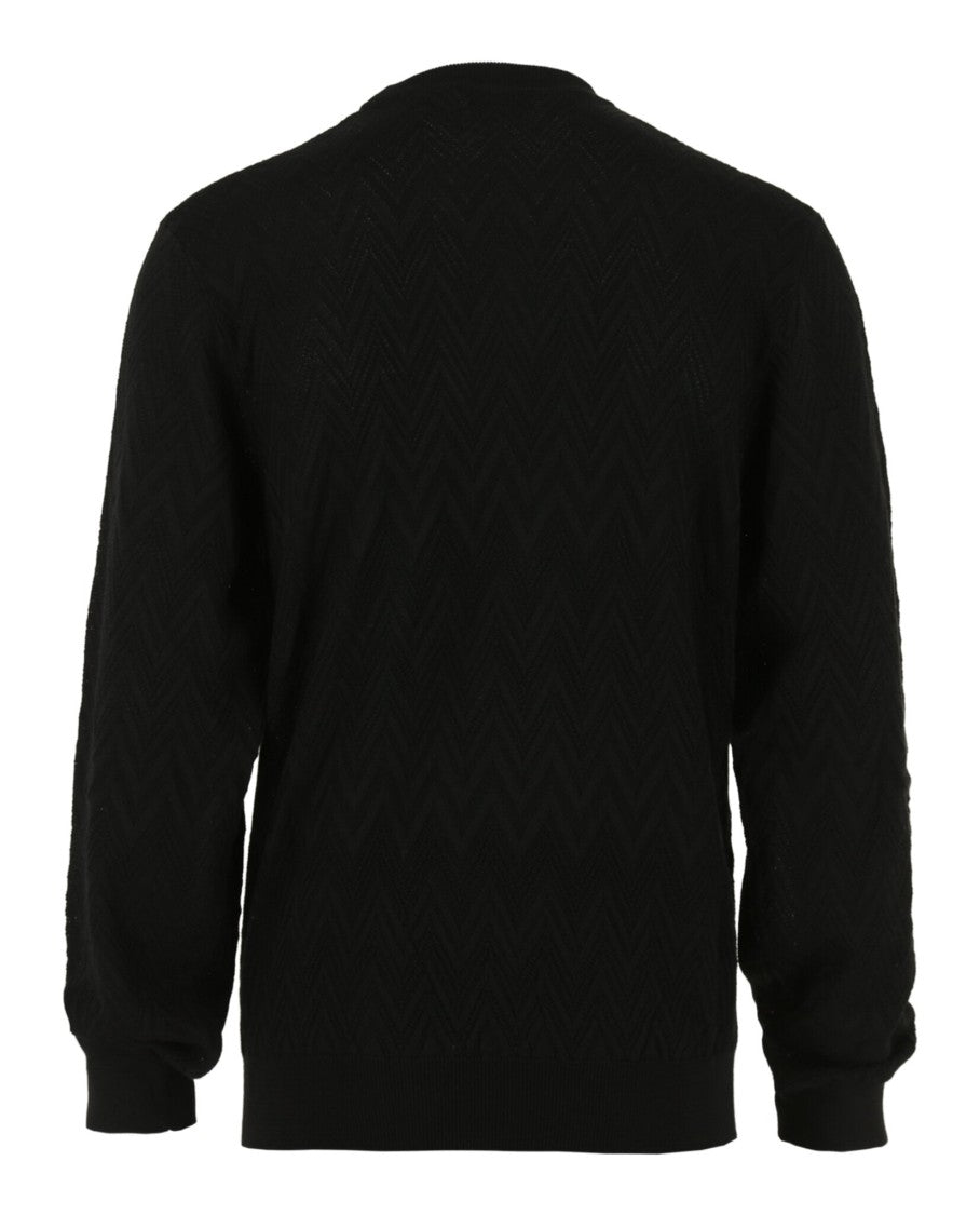 M Missoni Signature Crochet Knit Sweater With Zigzag Pattern