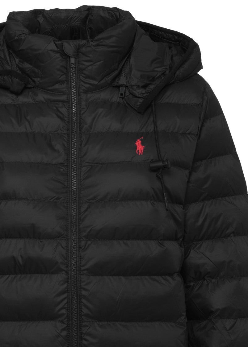 Polo Ralph Lauren Black High Neck Quilted Removable Hood Down Jacket