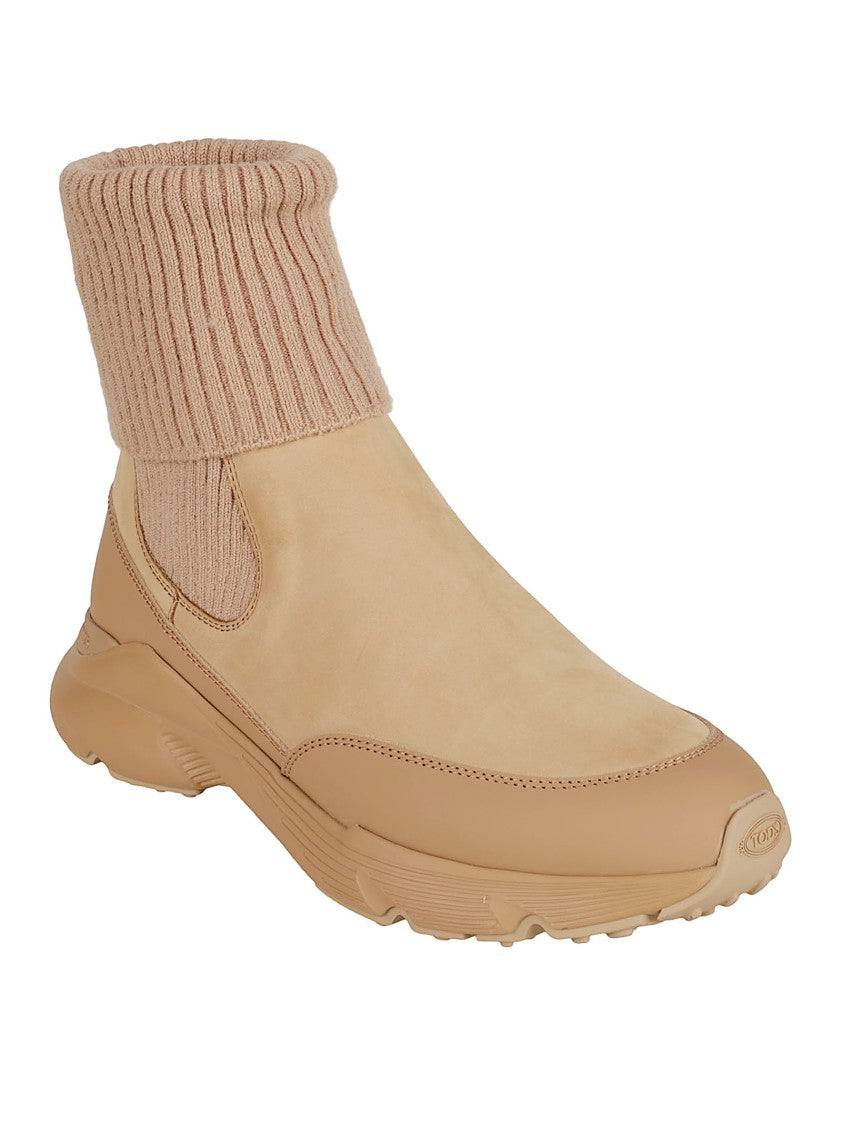 Tod's Beige Slip-On Boots With Elasticated Panels
