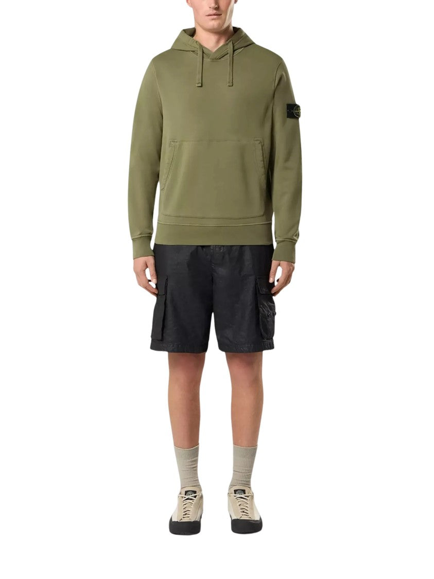 Stone Island Organic Cotton Fleece Hoodie With Drawstring Hood