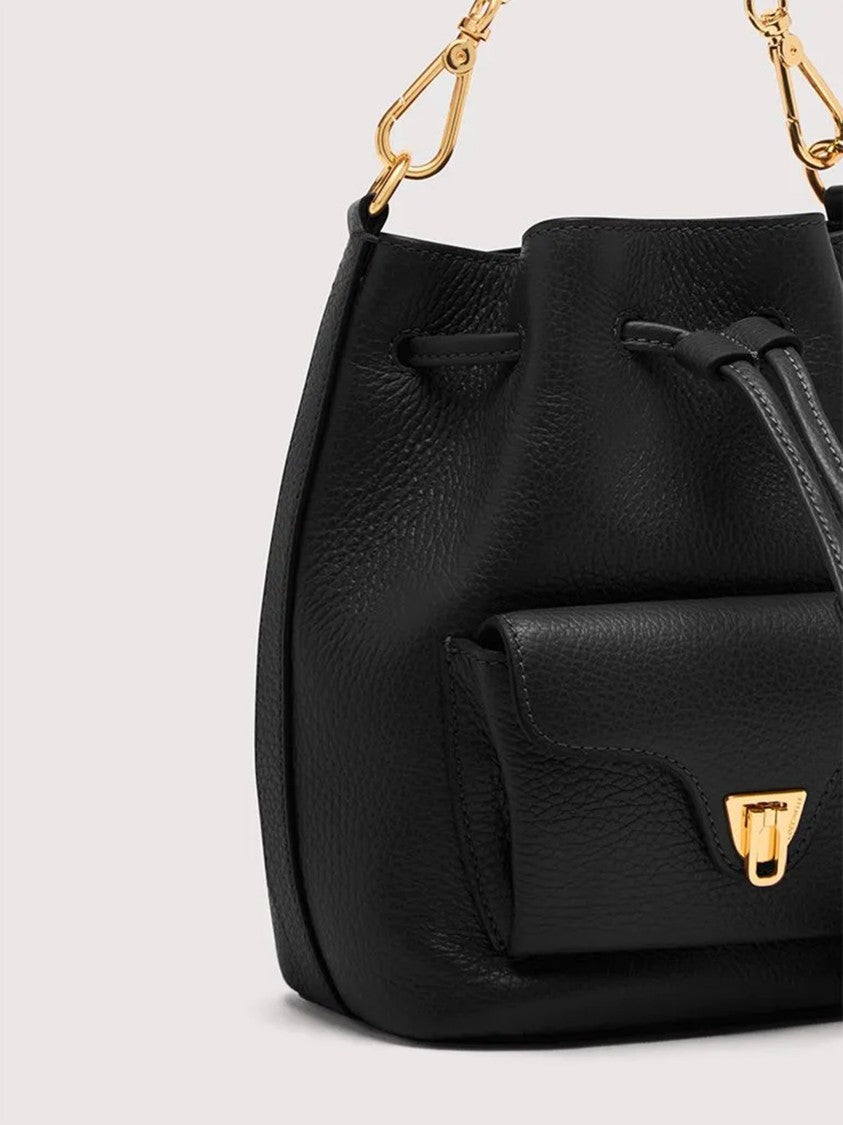 Coccinelle Beat Generation Small Leather Clasp Bucket Bag