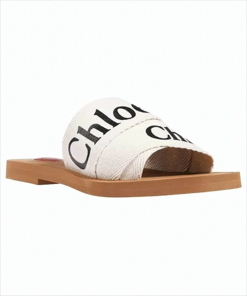 Chloé Flat Slide Sandals With Bold Text