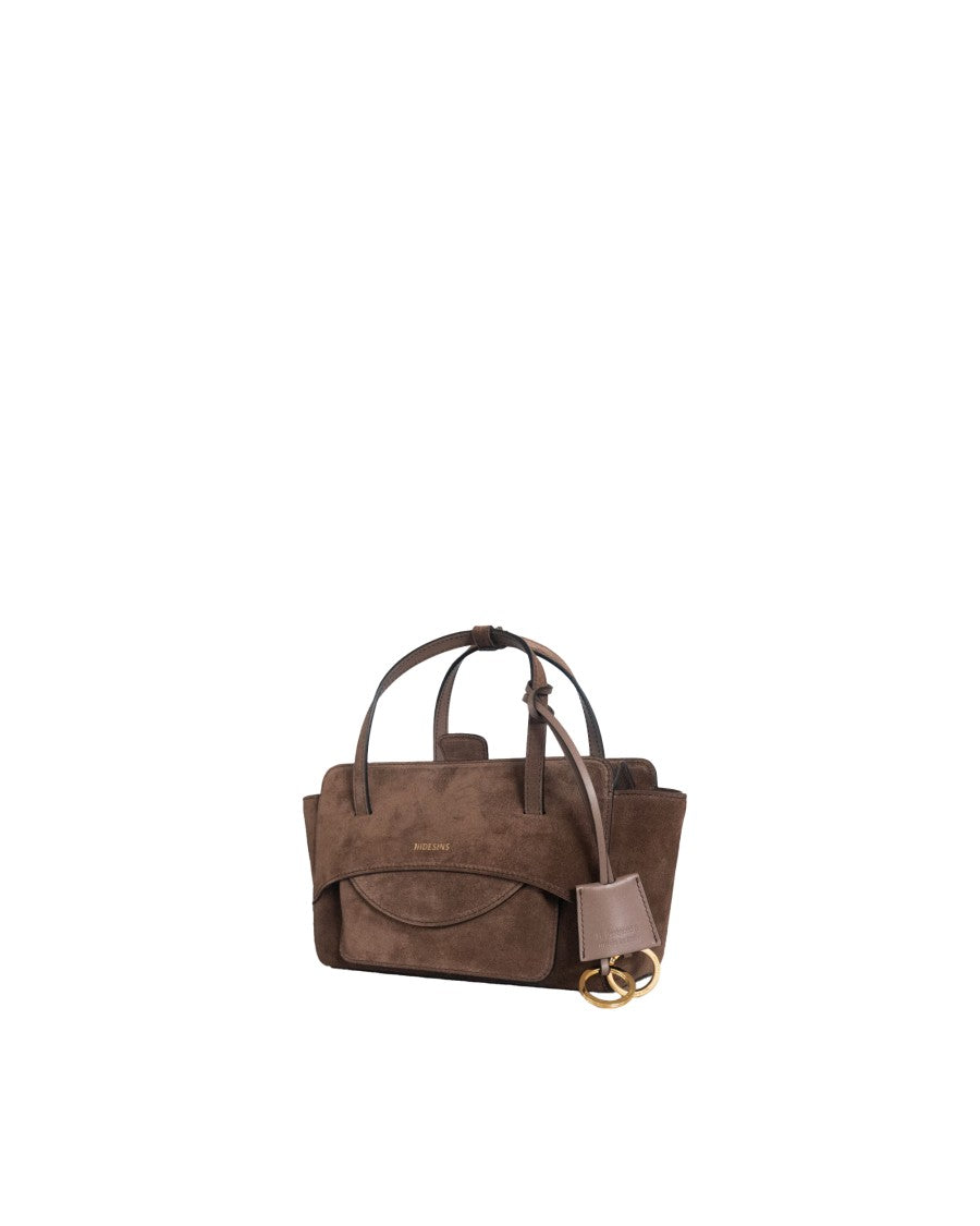 Hidesins Suede Shoulder Bag With Flap Closure And Integrated Pouch
