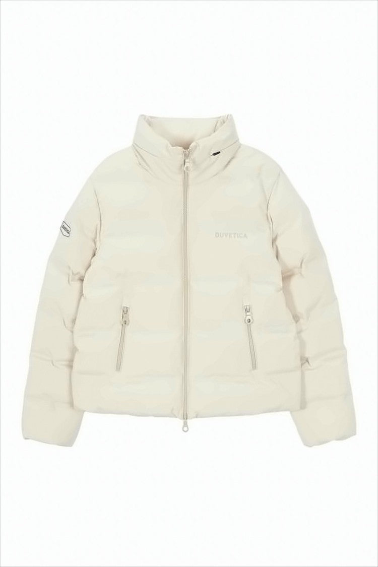 Duvetica Cropped Puffer Jacket With High Collar And Horizontal Quilting