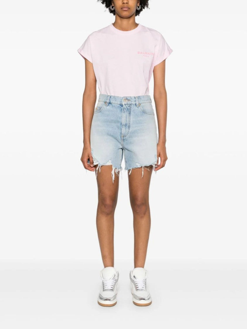 Balmain High-Rise Denim Shorts