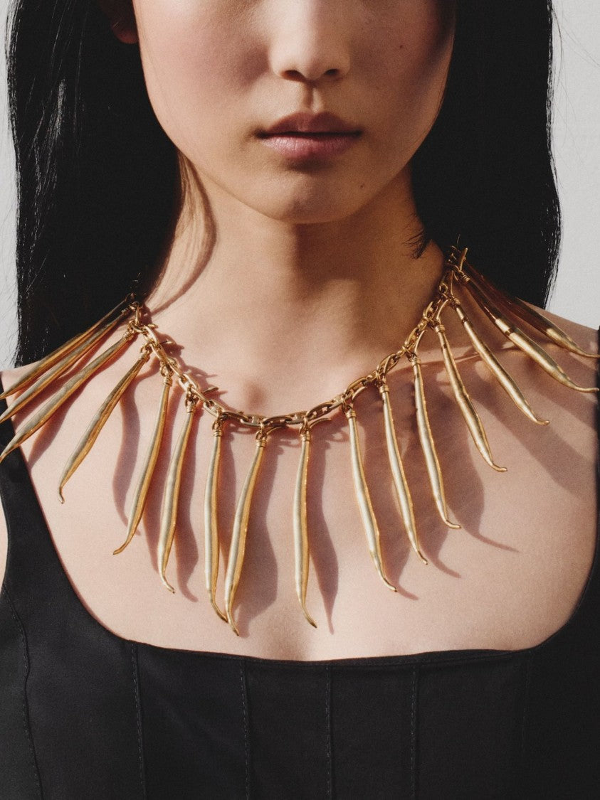 Jacquemus Gold Bean-Shaped Charm Brass Necklace