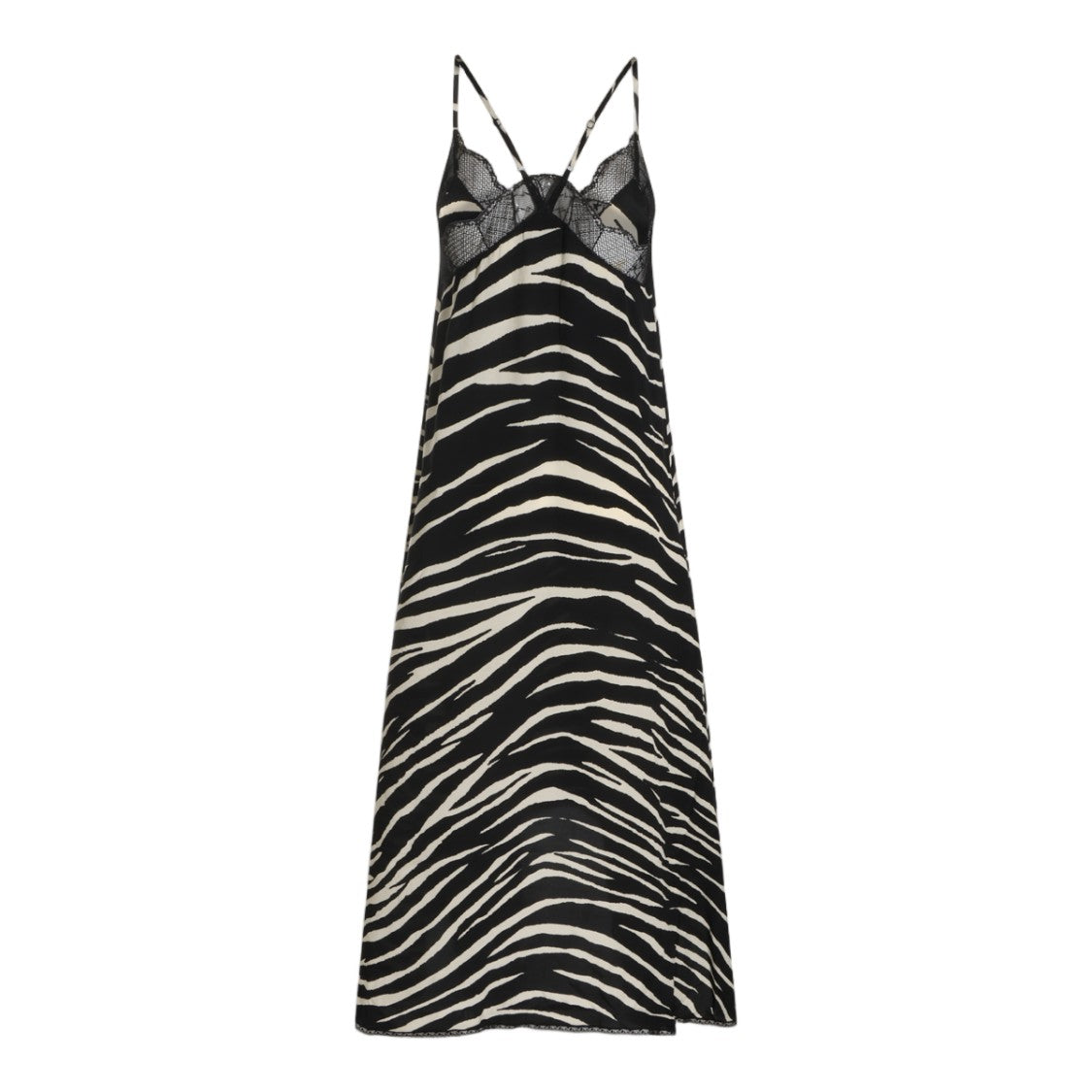Zadig & Voltaire Flowing Zebra Print Midi Dress With Lace Detailing