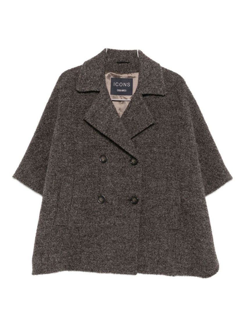 Cinzia Rocca Boxy Cape-Style Cinzia Rocca Gray Coat