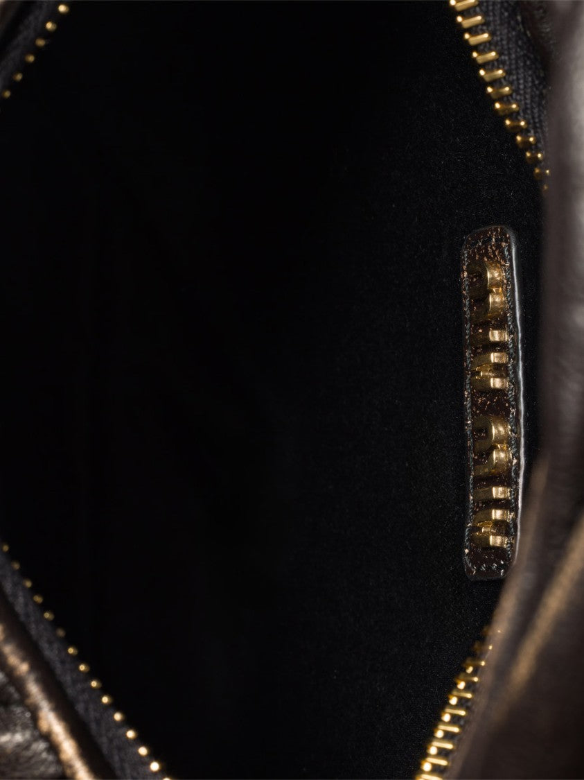 Miu Miu Black Hobo Wander Ruched Leather Handbag