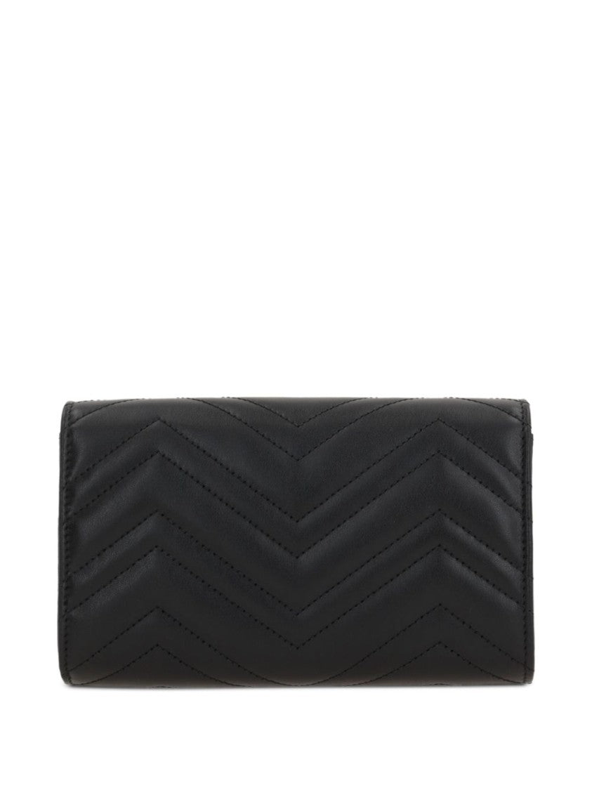 Gucci Black Gg Marmont Chevron Leather Wallet