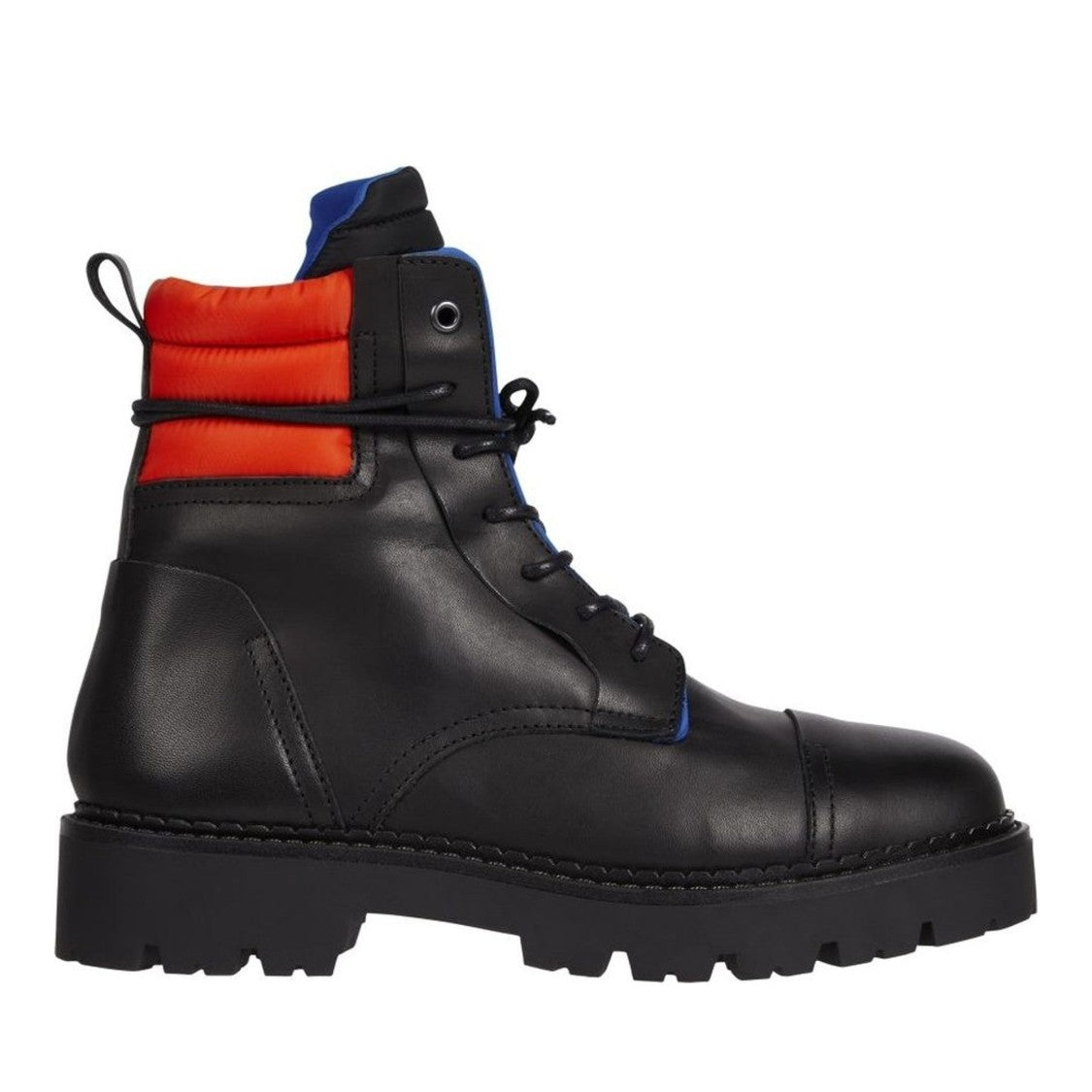 Tommy Jeans Black Bold Padded Collar Leather Boots