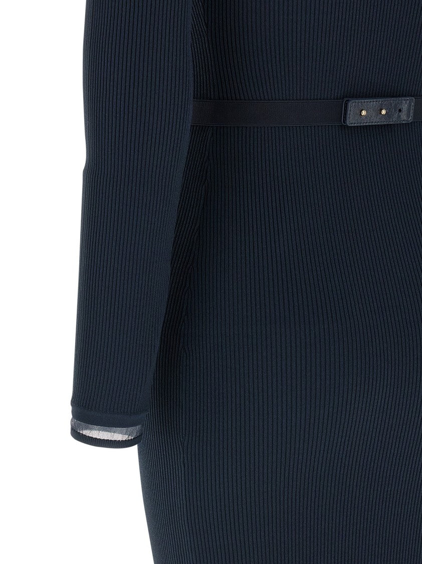 Elisabetta Franchi Ribbed Knit Midi Dress