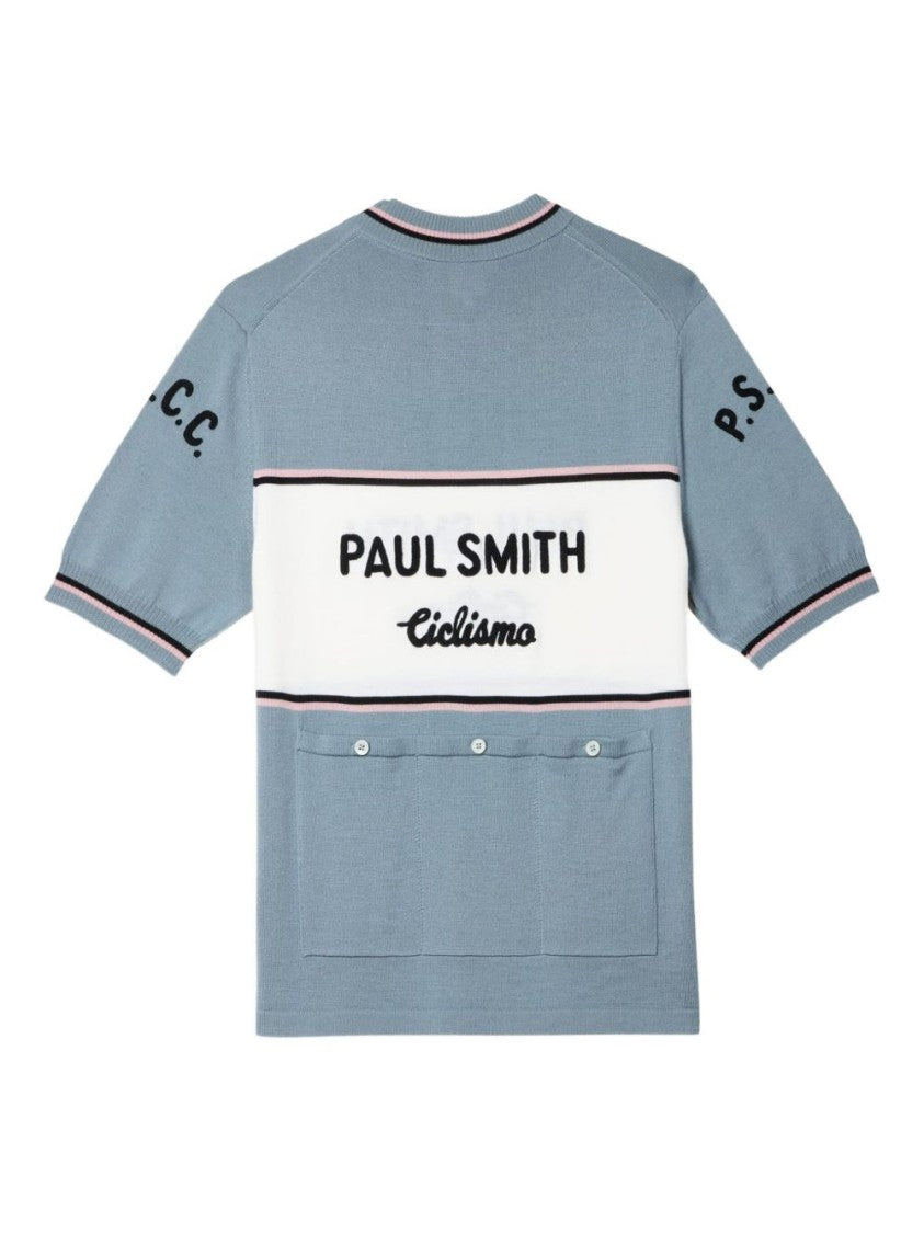 Paul Smith Short-Sleeve Knit Sweater With Striped Detail