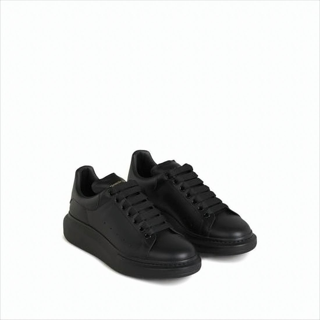 Alexander Mcqueen Monochromatic Black Calf Leather Sneakers