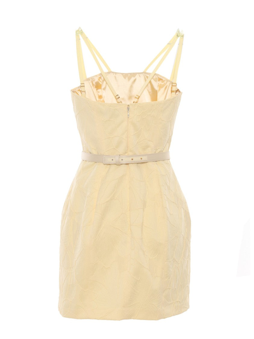 Elisabetta Franchi Fitted Mini Dress With Floral Texture