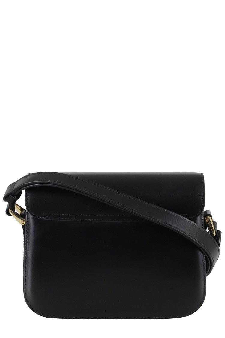 A.P.C. Black Grace Small Engraved Logo Leather Shoulder Bag
