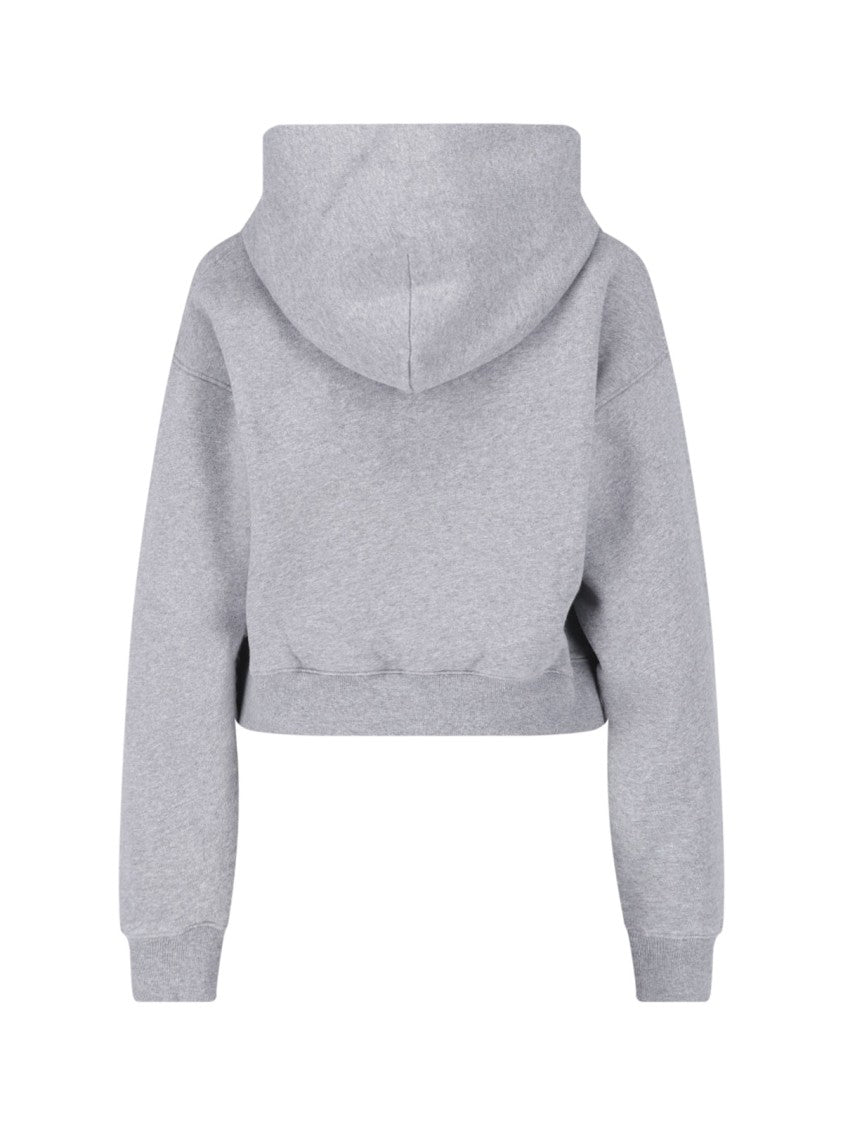 Sporty And Rich Grey Cropped Cotton-Blend Hoodie