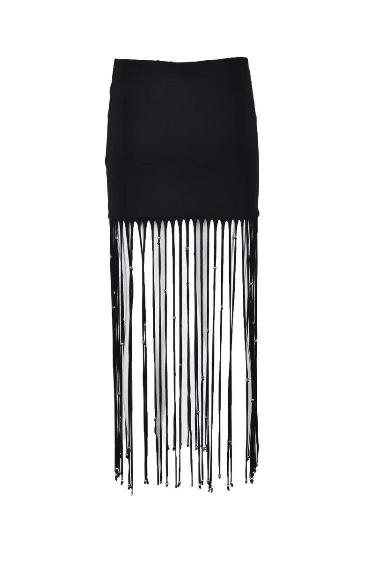 Rotate Birger Christensen Black Cotton Modal Skirt