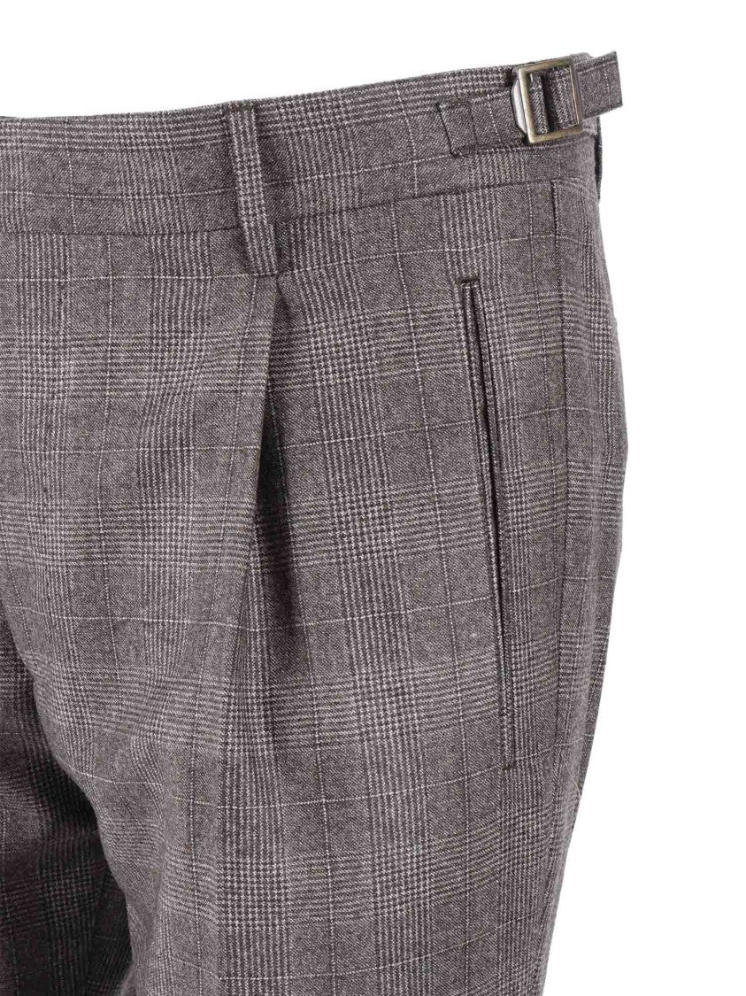 Berwich Tailored Grey Trousers With Checkered Pattern