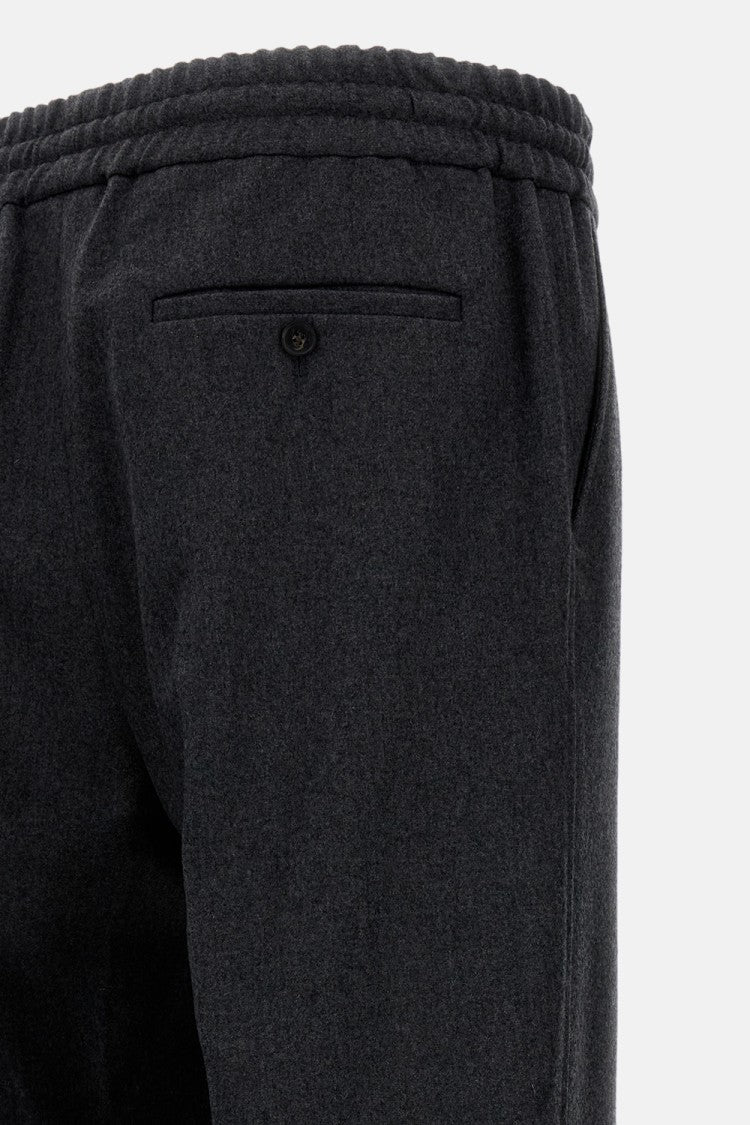 Drôle De Monsieur Loose-Fit Gray Cotton Stretch Pants With Elastic Waistband