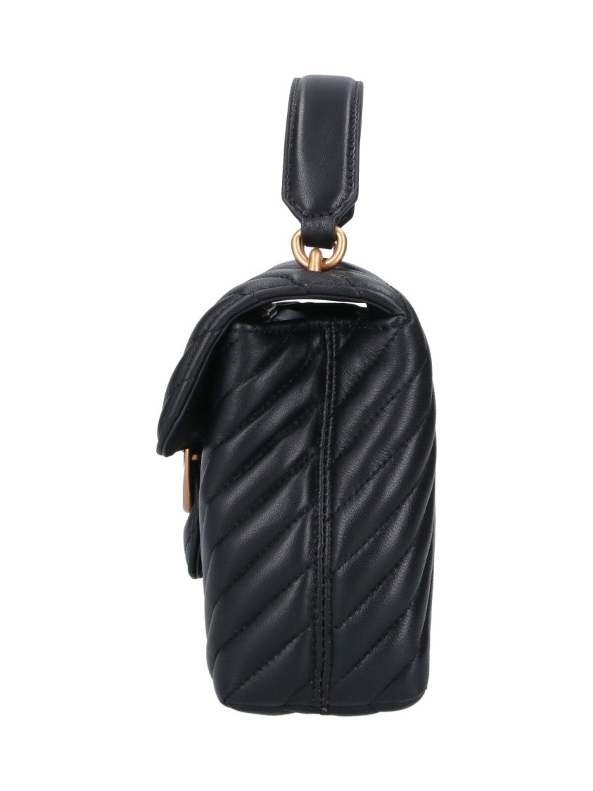 Pinko Black Quilted Leather Lady Love Puff Top Handle Bag