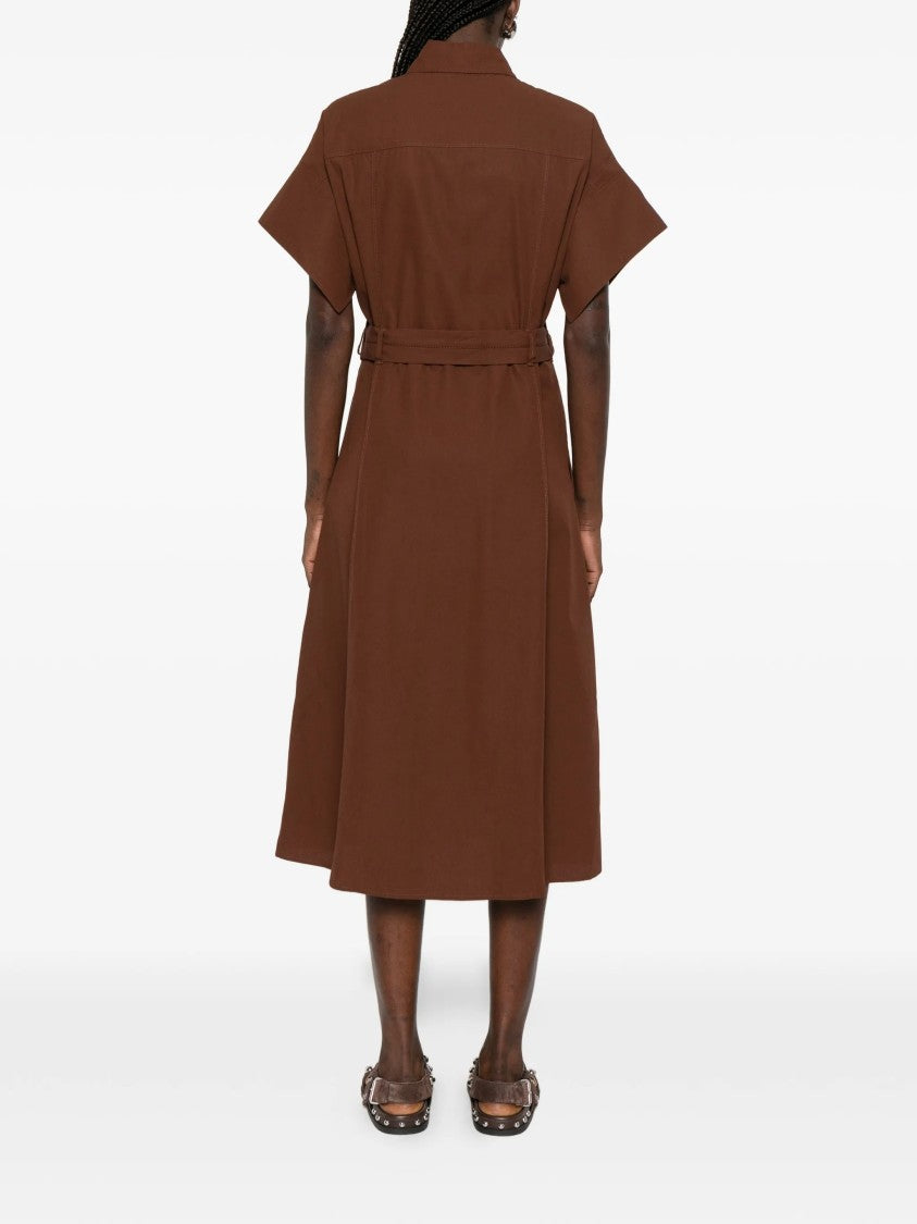 Pinko Alesha Midi Wide-Sleeve Fabric Dress