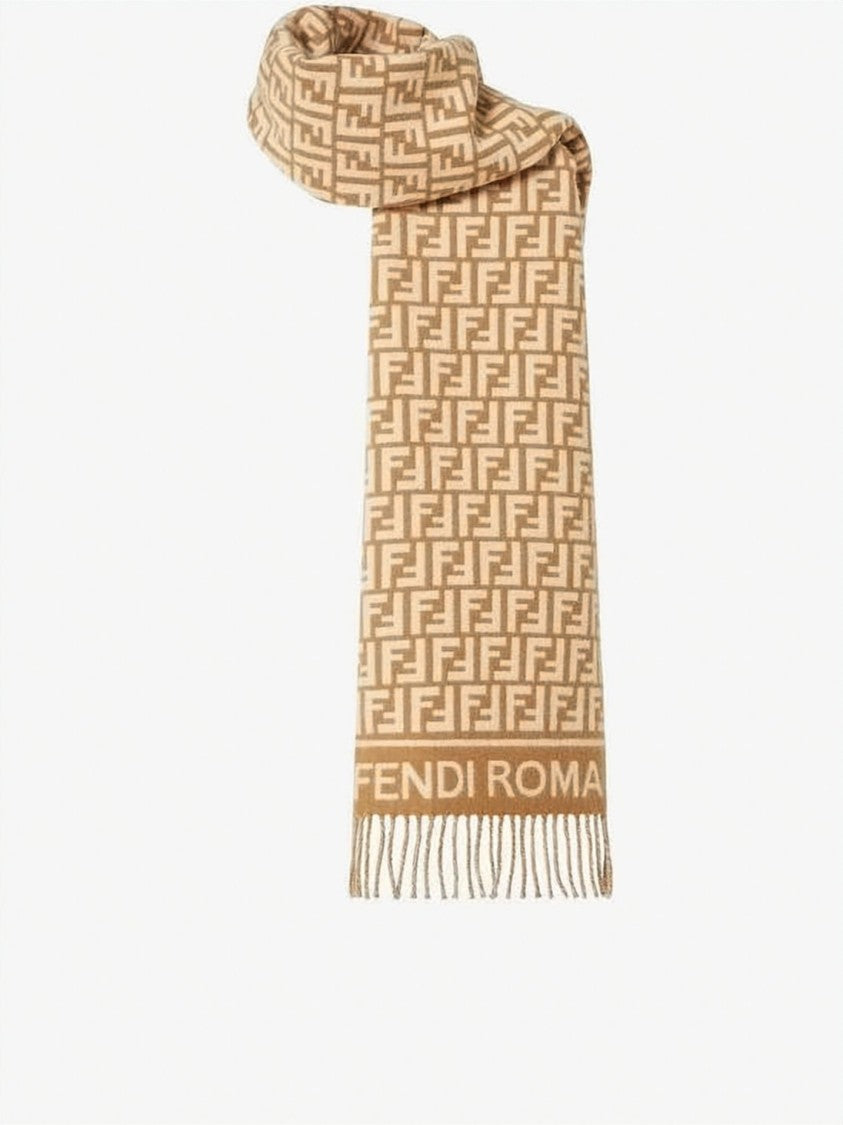 Fendi Geometric Pattern Wool-Cashmere Scarf