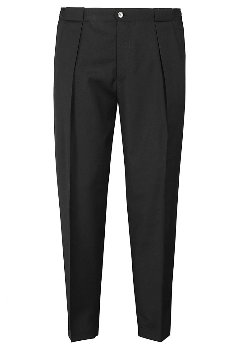 Briglia Black Portobello Wool Medium Waist Tapered Wool Pants