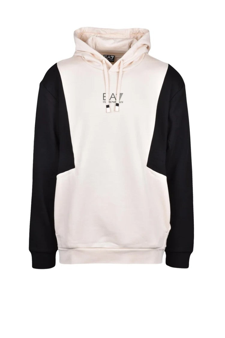 Ea7 Emporio Armani Cream Brushed Cotton Hoodie