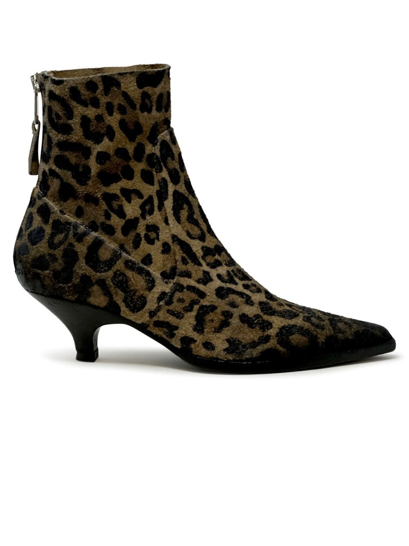 Elena Iachi E4171 Leopard Suede Ankle Boots