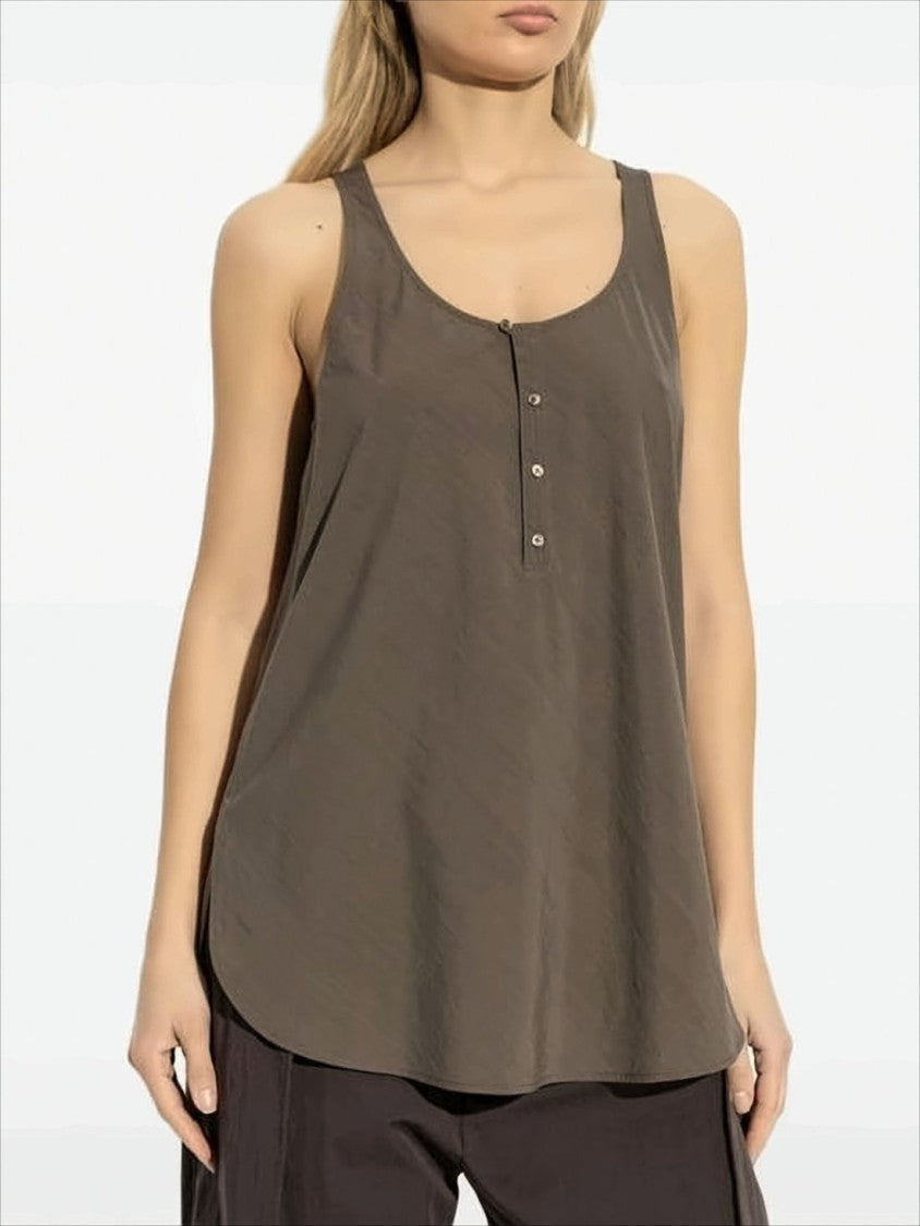 Lemaire Scoop Neck Sleeveless Top With Front Button Placket
