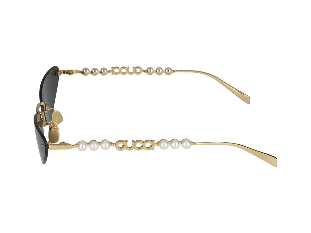 Gucci Gold Pearl Accents Cat-Eye Sunglasses