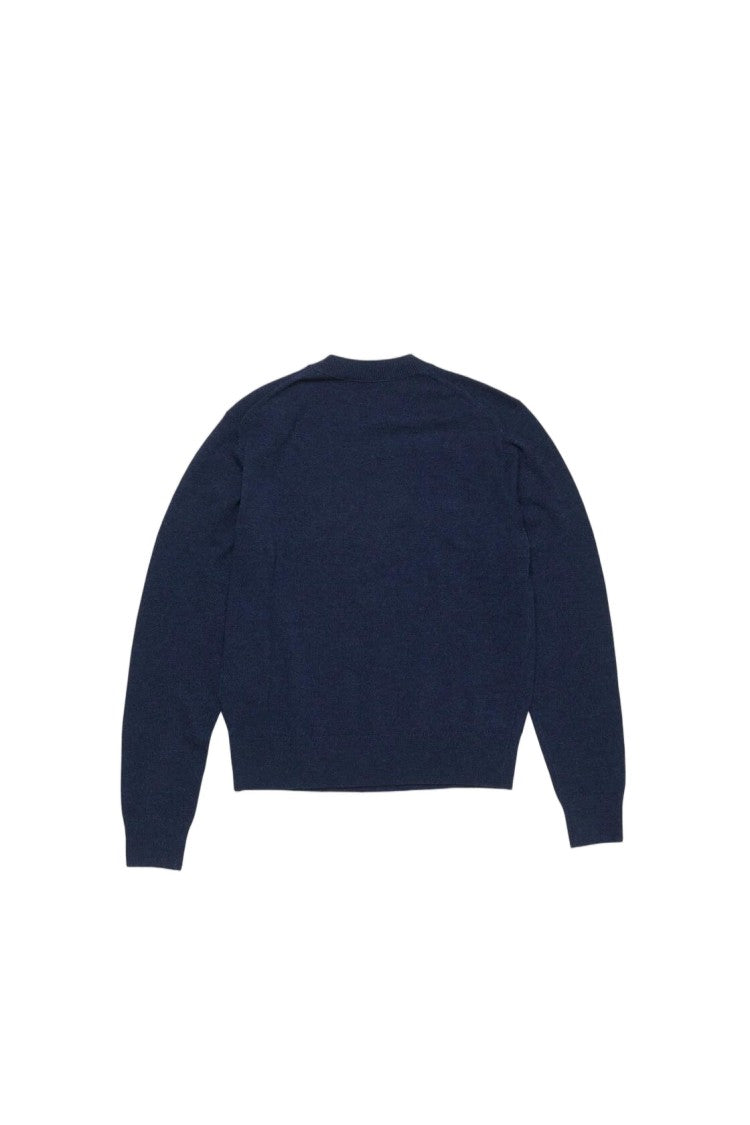 Acne Studios Soft Wool Blend Sweater With Ribbed Details And Logo Patch