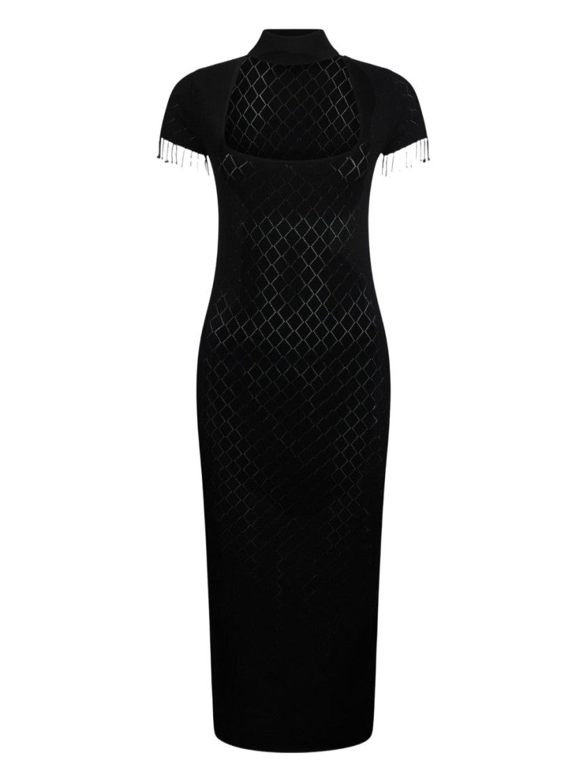 Liu Jo Fitted Black Midi Dress With Choker Neckline