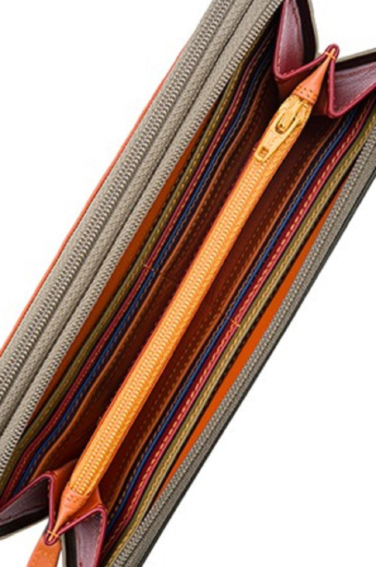 Mywalit Orange-Brown Leather Wallet