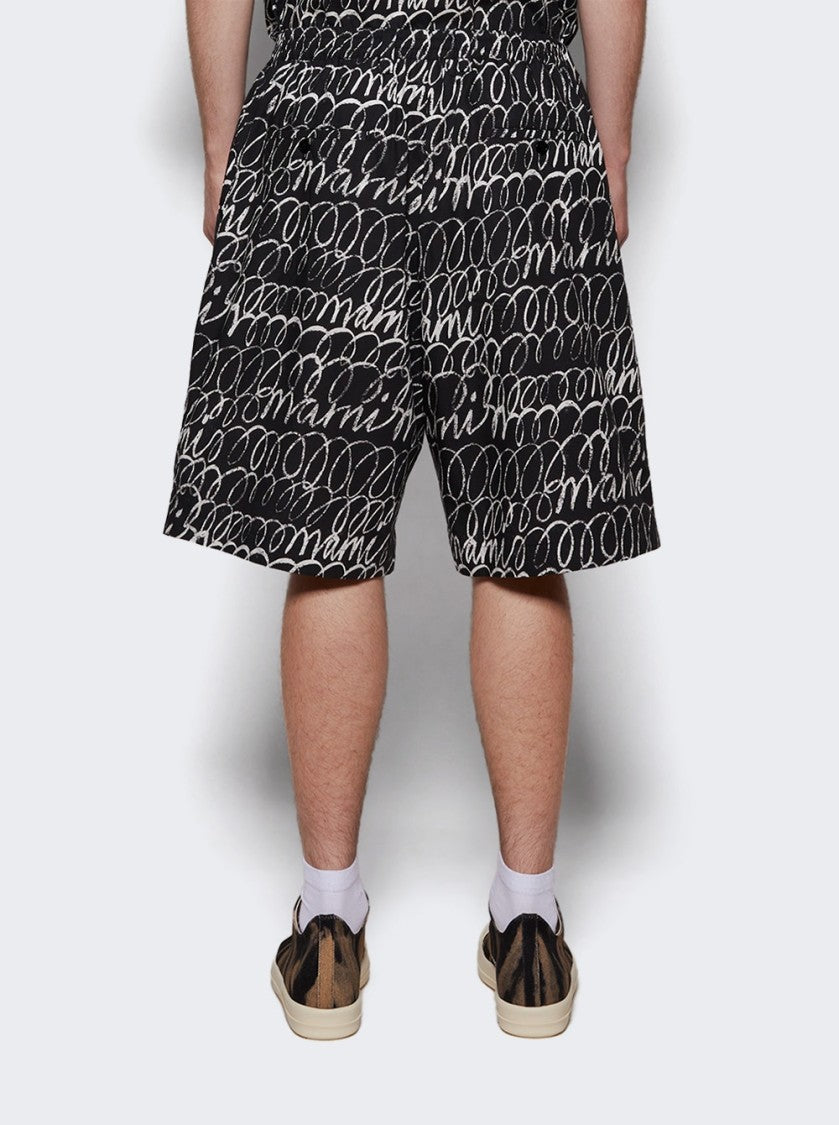 Marni Poplin Drawstring Scribble Shorts