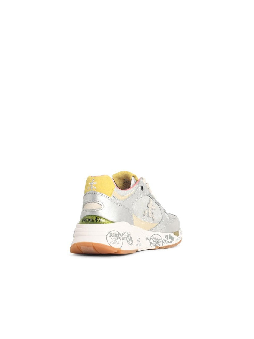 Premiata 'Mased' Silver Leather Blend Sneakers