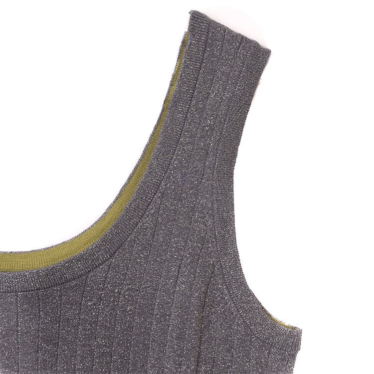 Paul Smith Grey Glitter Vest Top With Ribbed Texture