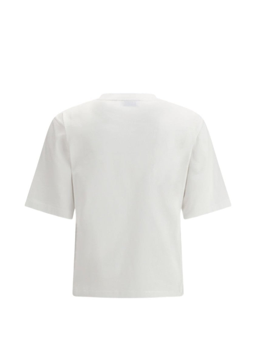 Off-White Minimalist Black T-Shirt With Centered Text Detail
