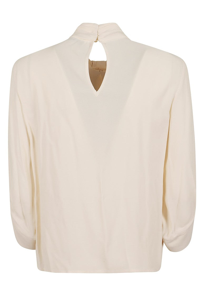 Elisabetta Franchi Stand-Up Collar Jabot Georgette Blouse