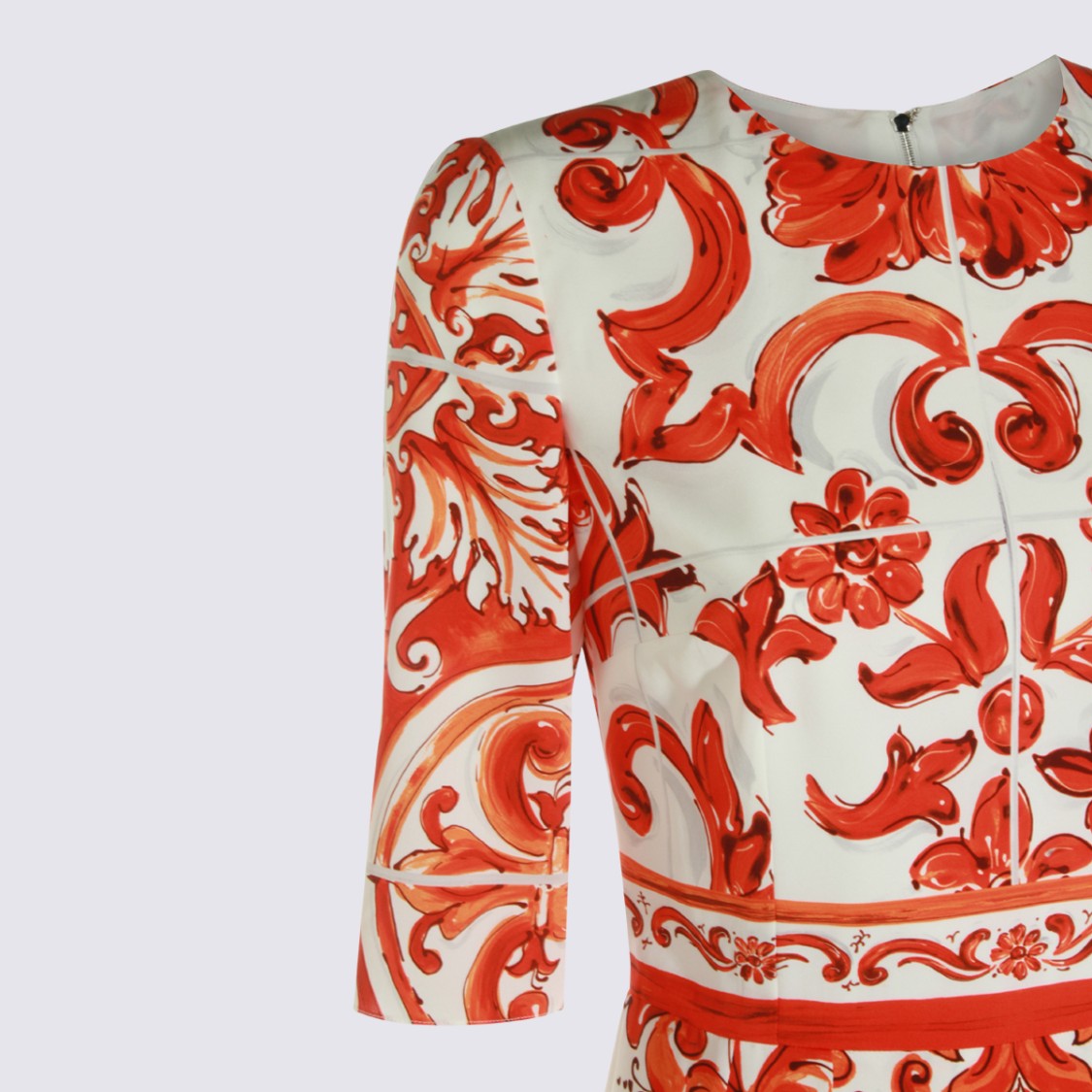 Dolce & Gabbana Baroque-Inspired Fitted Midi Dress With Three-Quarter Sleeves
