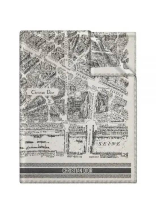 Christian Dior Monochrome Map Design Cashmere Scarf