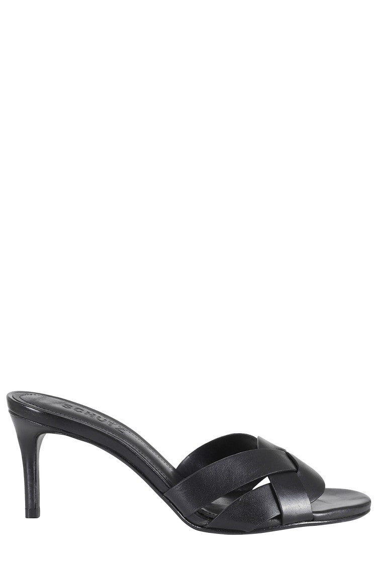 Schutz Black Open-Toe Braided Strap Leather Sandal