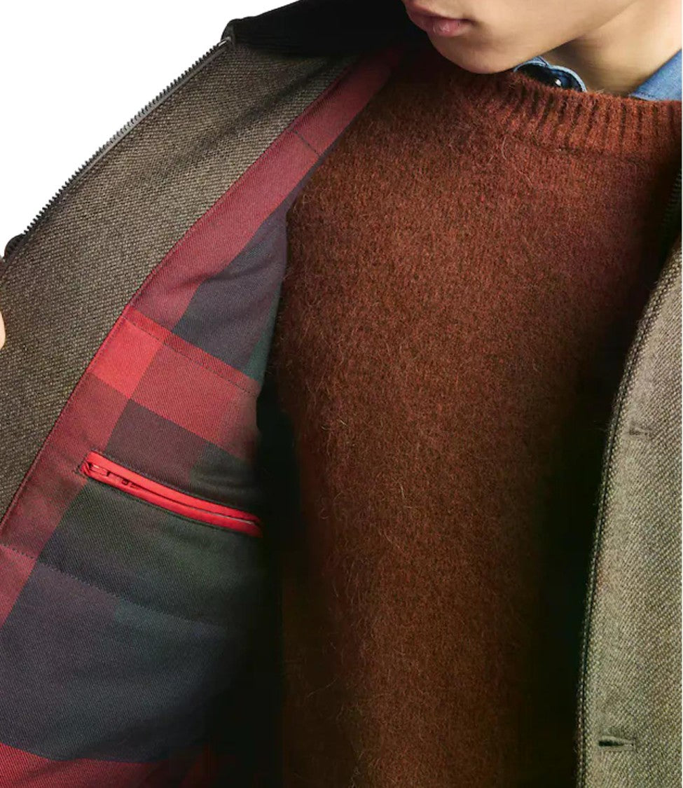 Fay Structured Brown Textured Casual Jacket
