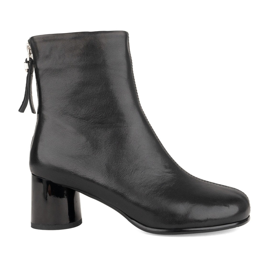 Linda Baumann Black Mid-Height Tassel Accent Leather Ankle Boots